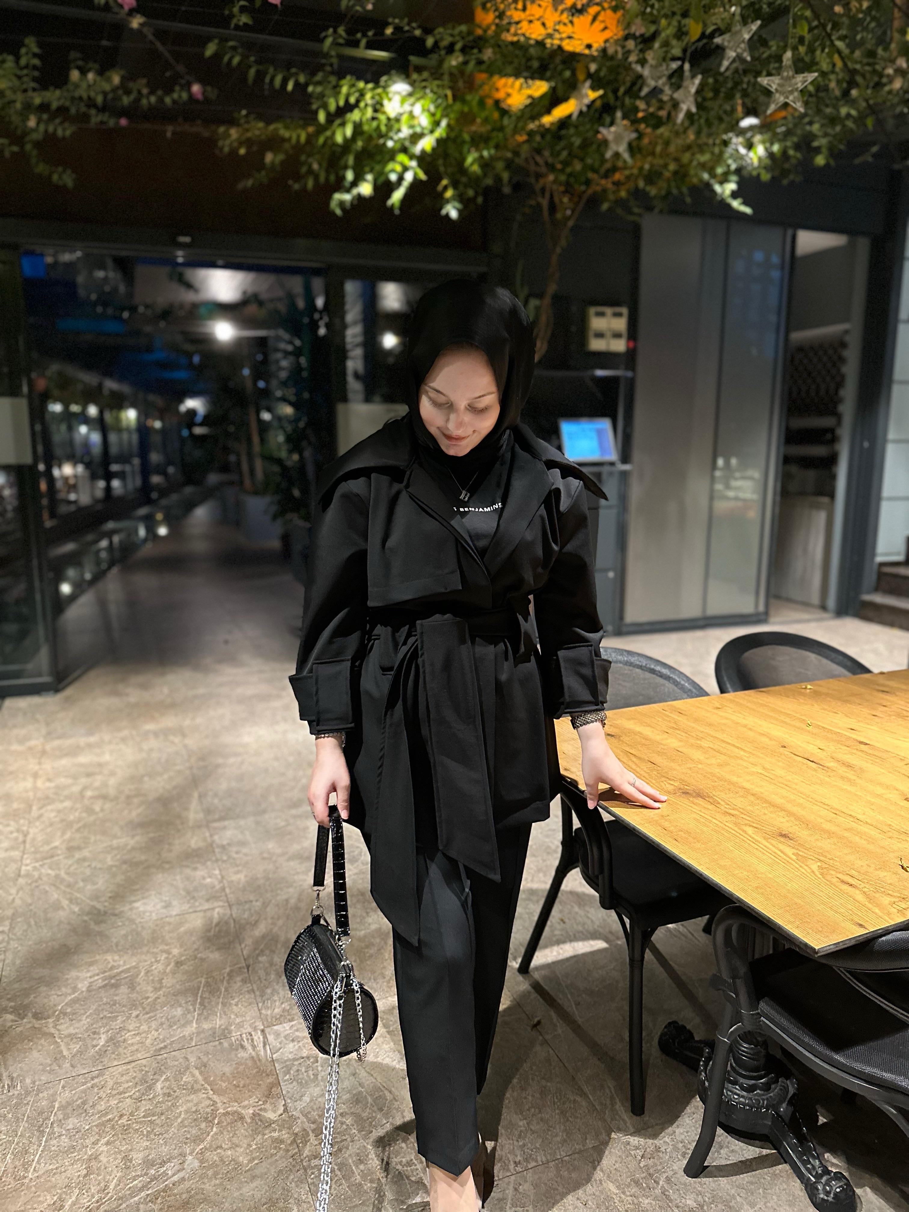 VARIO DESIGN TRENCH COAT-BLACK