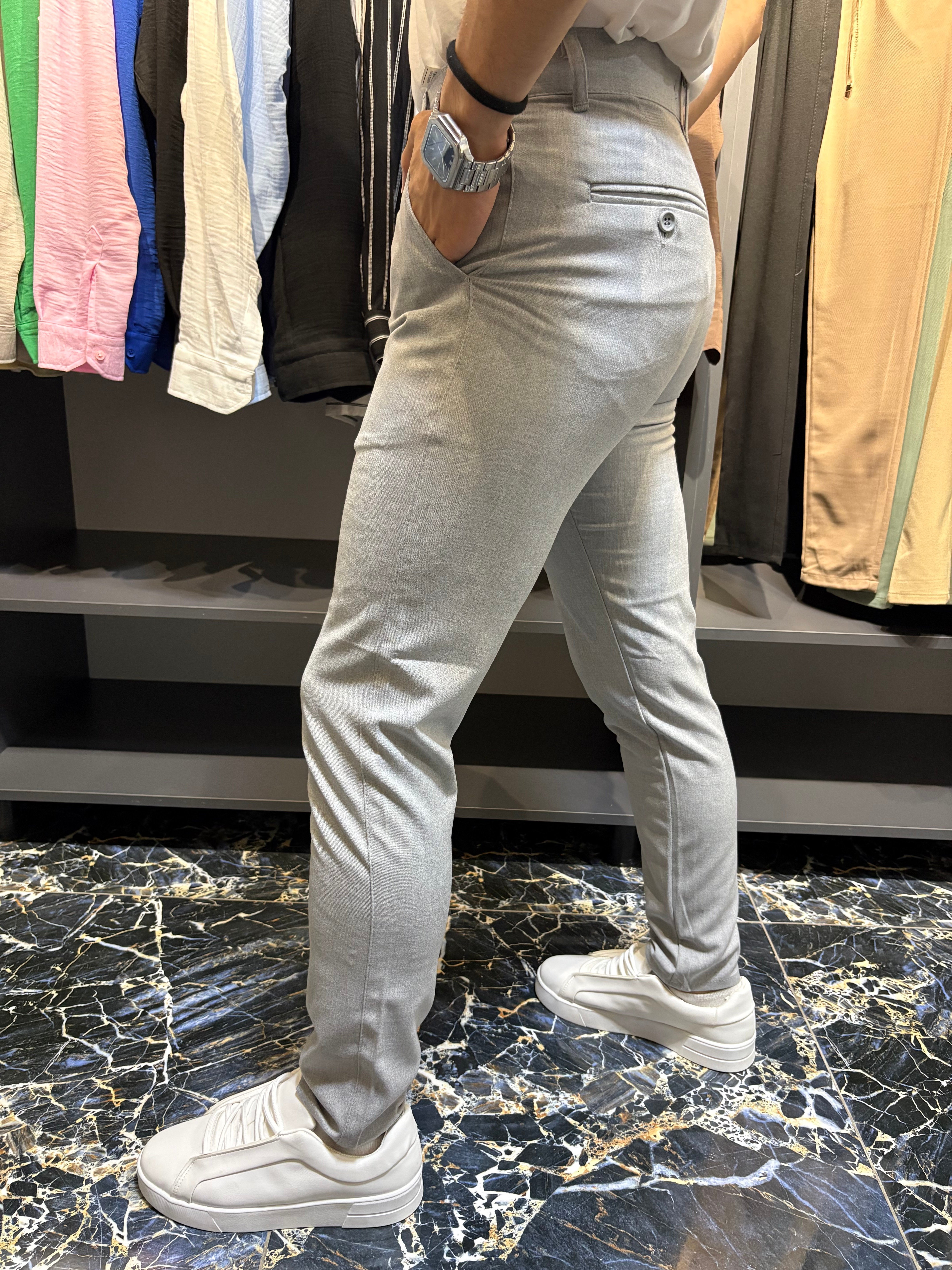 Bezayağı Slim Kumaş Pantolon Gri