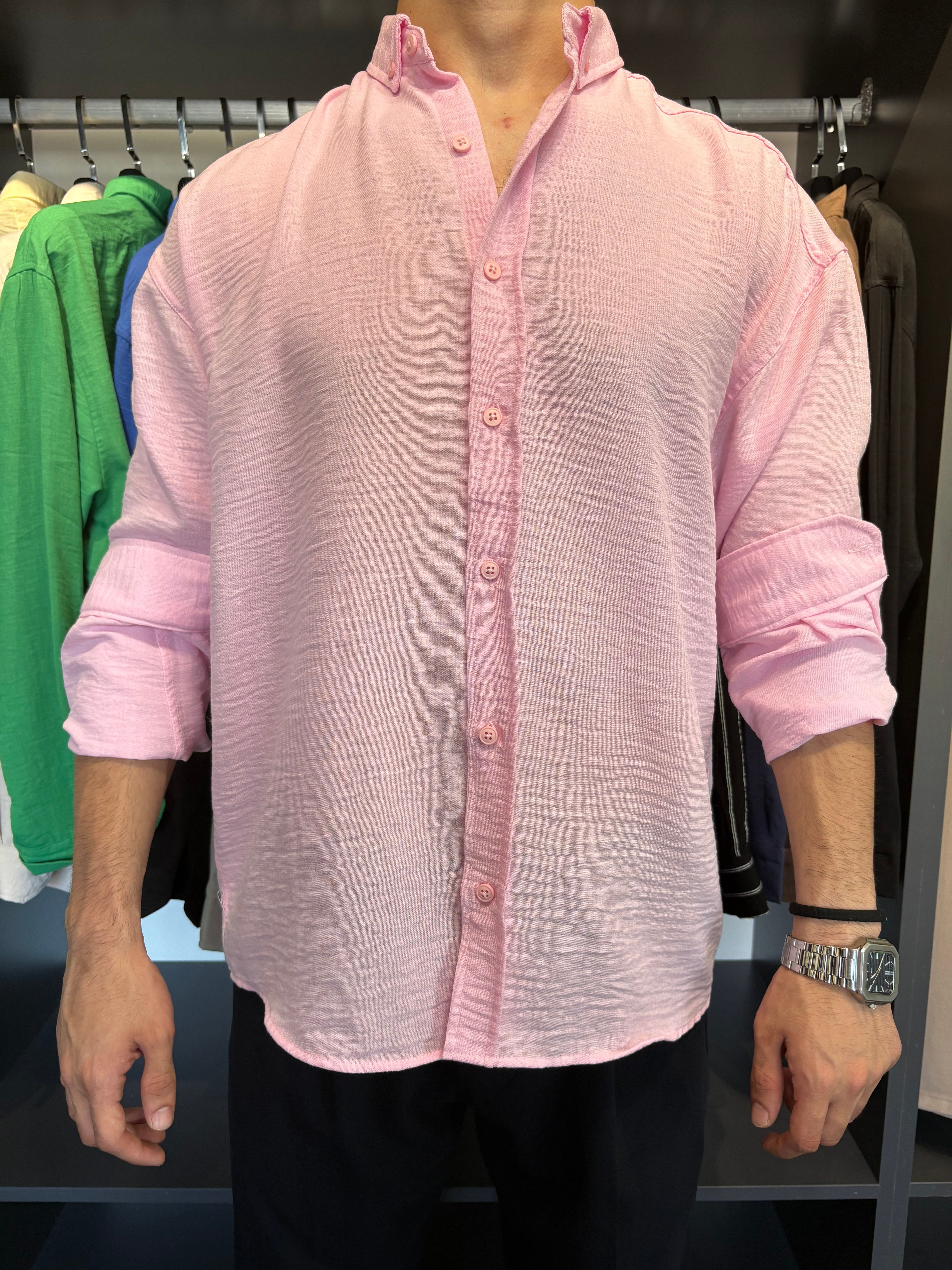 Lenasso Fresh Keten Gömlek Pembe