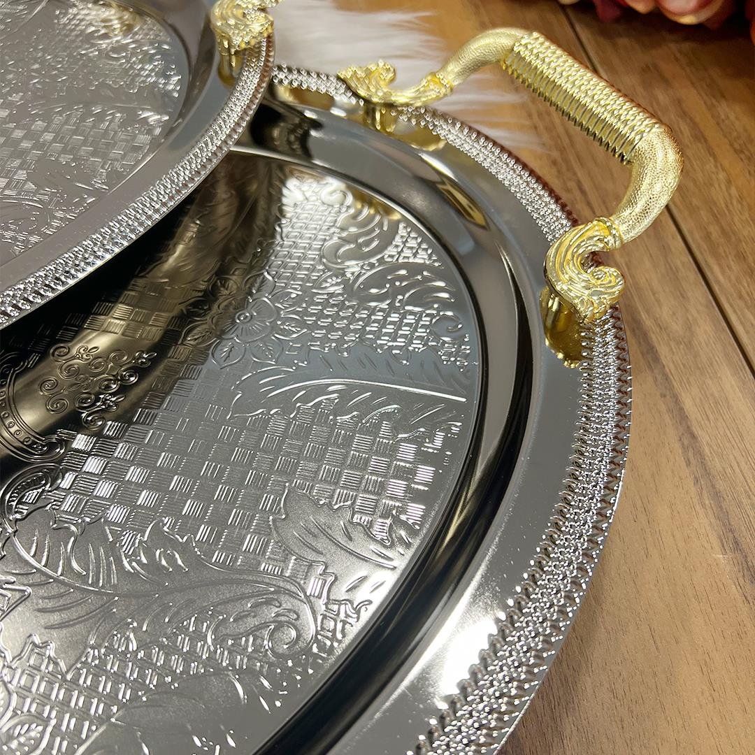 Tepsi2 Li Oval Gümüş Tepsi TR-3857