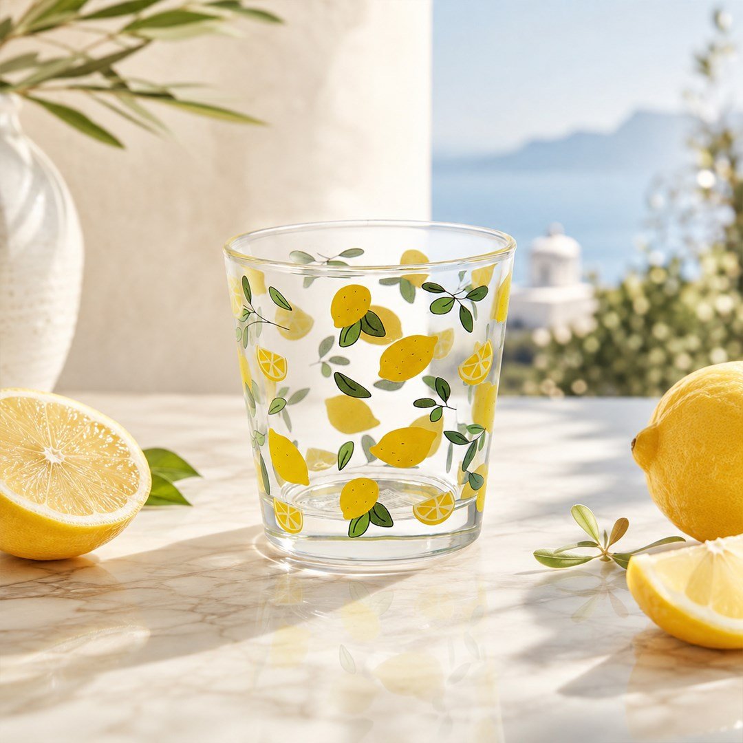 Meşrubat Bardakları ve Sürahiler6 Lı Cam Bardak Limon Desenli 280 ml