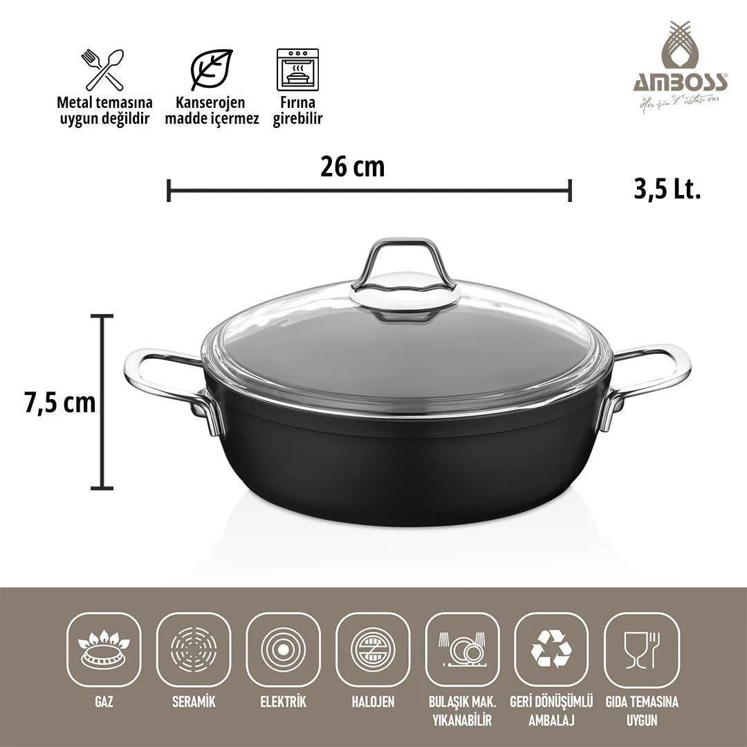 Tencere ve Tencere SetiAmboss Dark Granit Basık Tencere 26 cm
