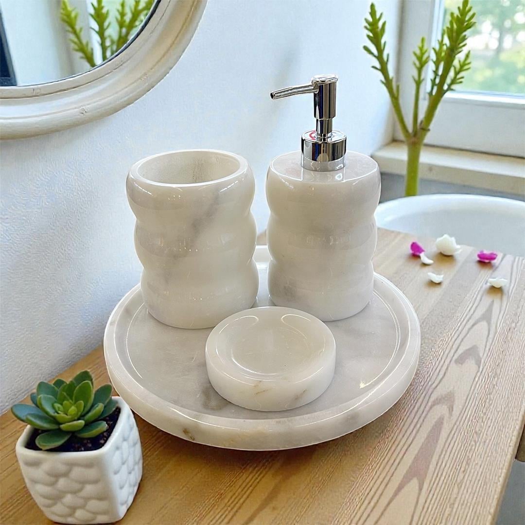 BathArch Round 4 Piece Bathroom Set - Silver