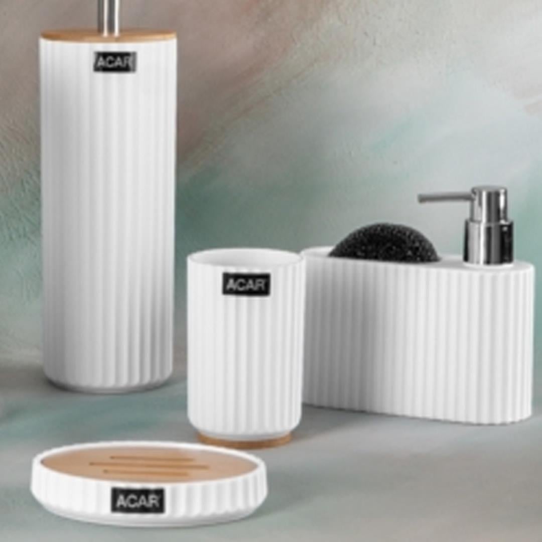 Bathroom SetAria Stria 5 Piece Bathroom Set - White