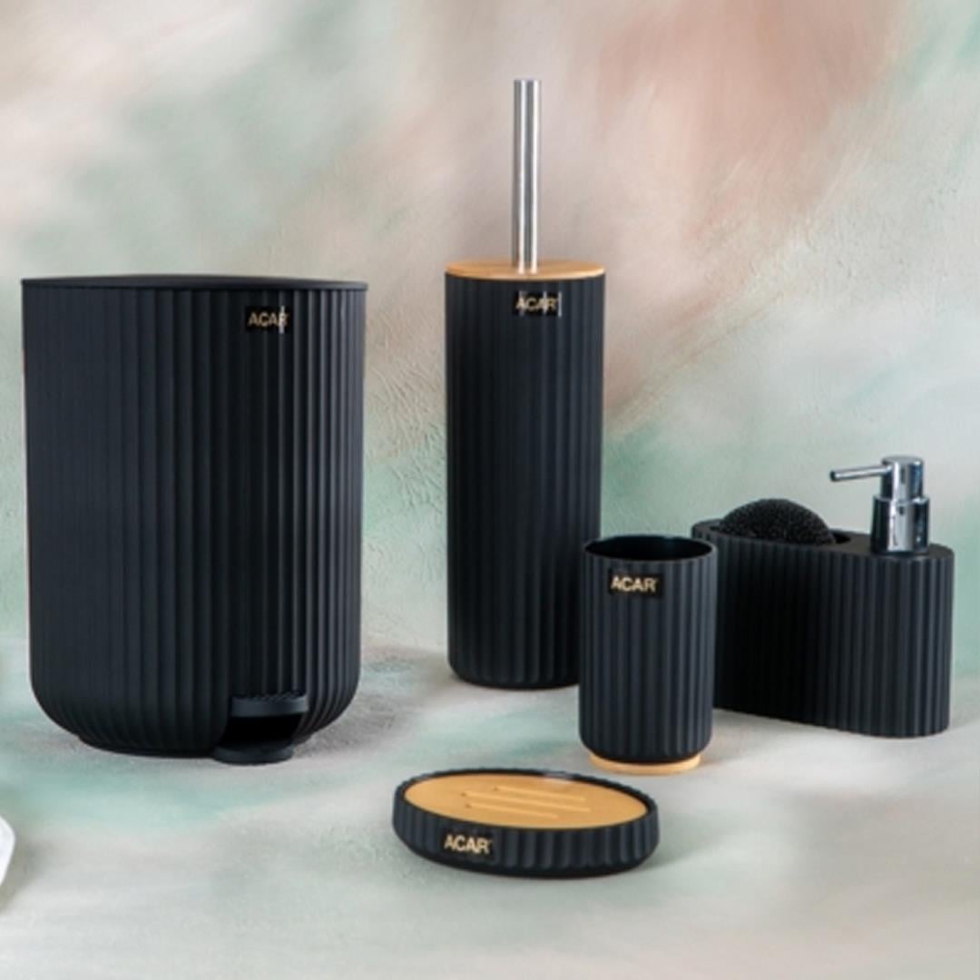 Bathroom SetAria Stria 5 Piece Bathroom Set - Black