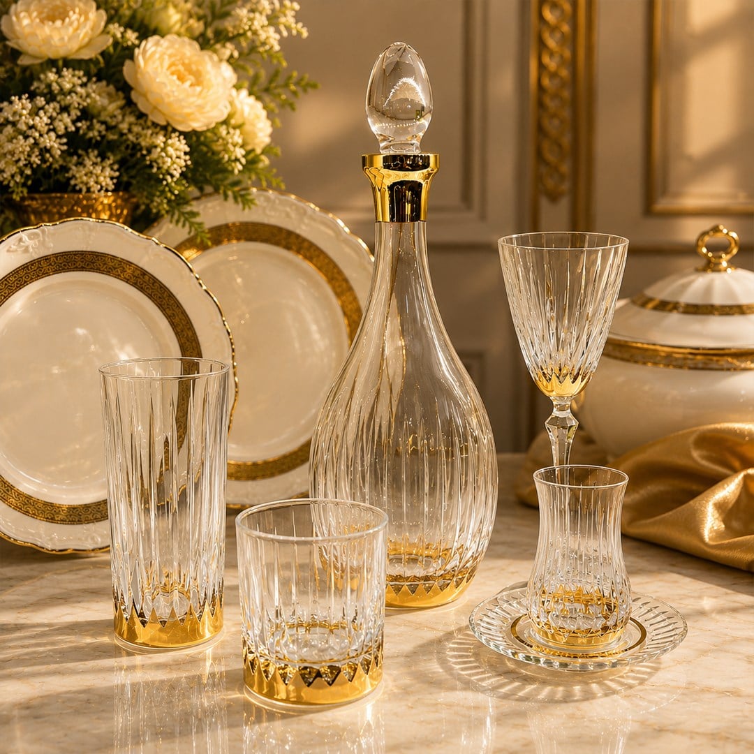 Bardak SetleriAtlanta Butik 61 Parça Bardak Takımı Gold