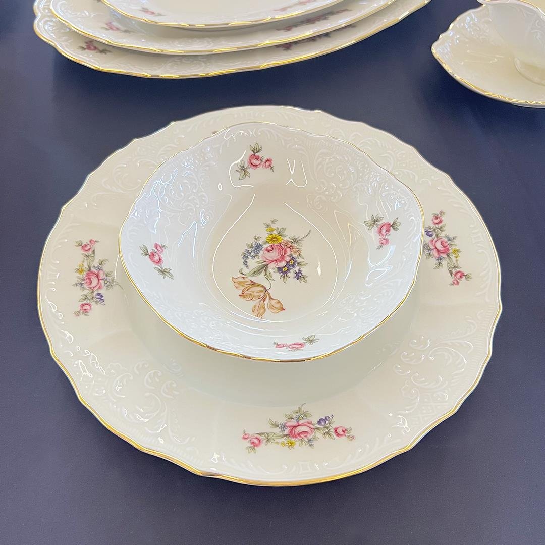 12 Kişilik Porselen Yemek TakımlarıBernadotte Czech Republic Eternal 77 Piece Dinner Set Gold