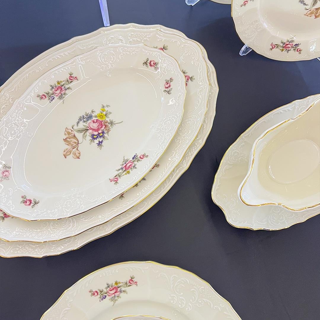 12 Kişilik Porselen Yemek TakımlarıBernadotte Czech Republic Eternal 77 Piece Dinner Set Gold