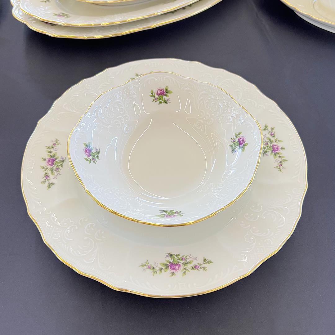 12 Kişilik Porselen Yemek TakımlarıBernadotte Czech Republic Garden 77 Piece Dinner Set Gold