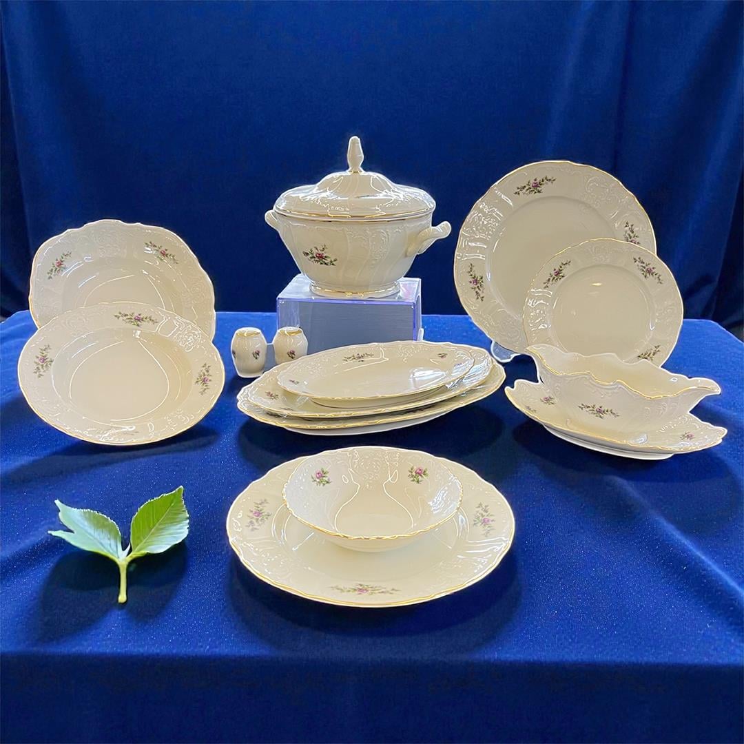 12 Kişilik Porselen Yemek TakımlarıBernadotte Czech Republic Garden 77 Piece Dinner Set Gold