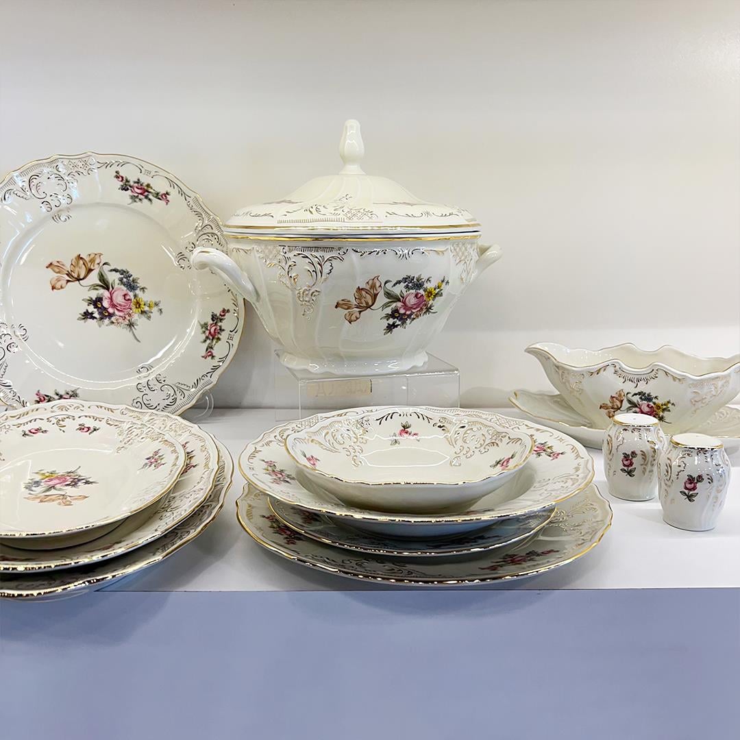 12 Kişilik Porselen Yemek TakımlarıBernadotte Czech Republic Petaline 77 Parça Yemek Takımı Gold
