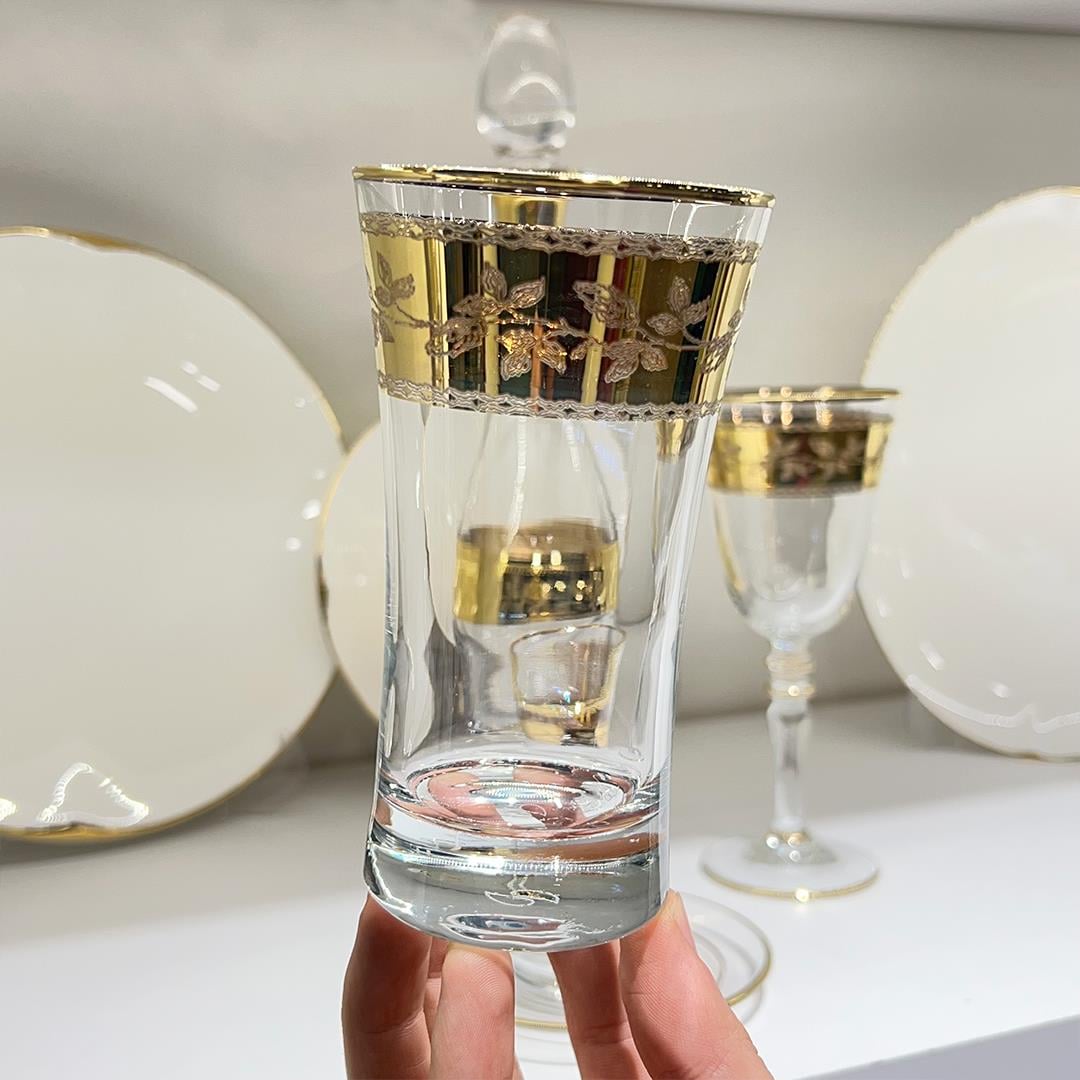 Glassware SetBordur Flower 49 Piece Luxury Glass Set - Gold