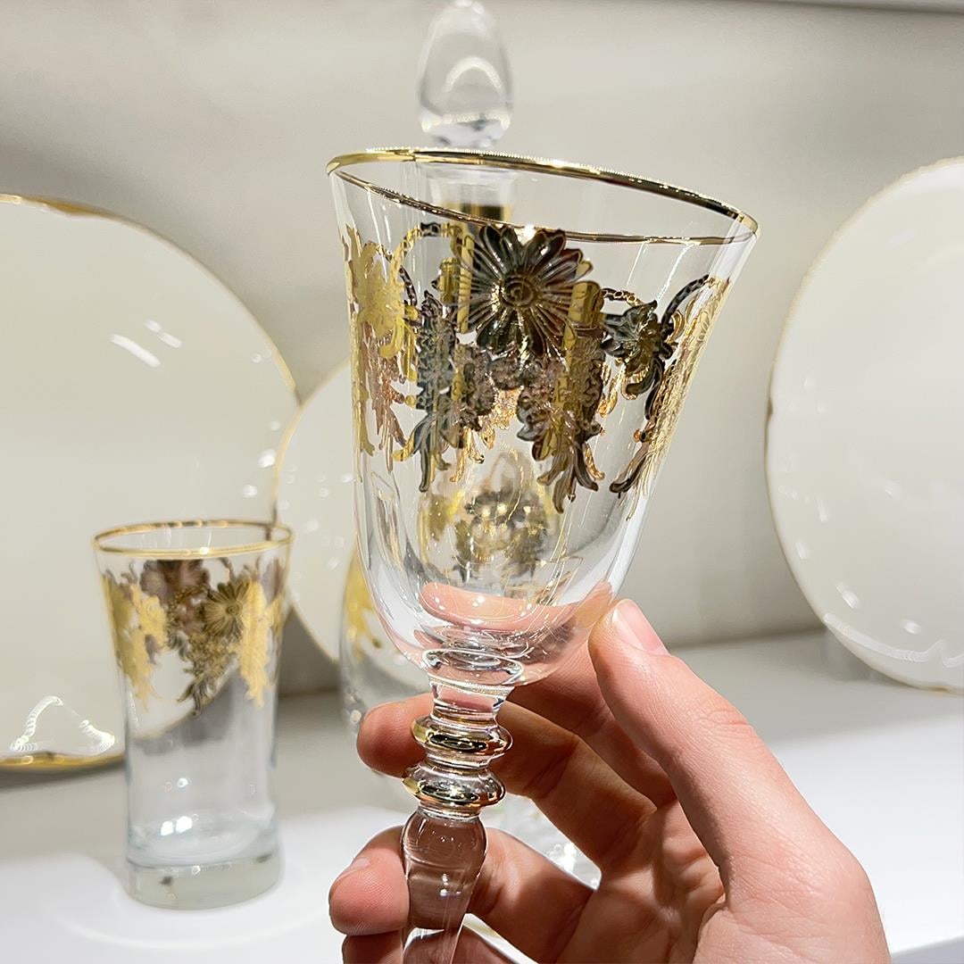 Glassware SetButterflower 49 Piece Luxury Glass Set - Gold