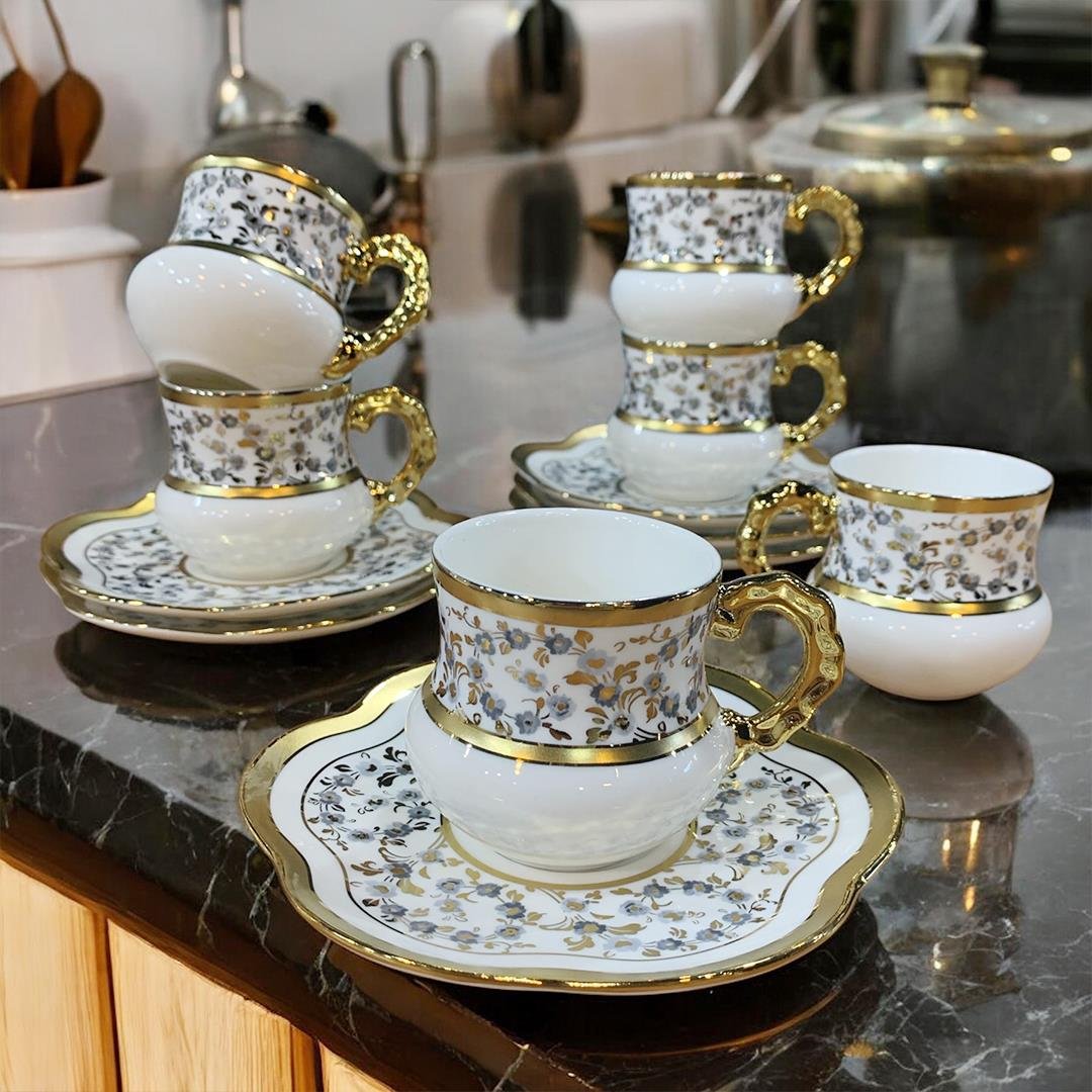 Coffee CupDaisy Set of 6 Coffee Cups - Gray