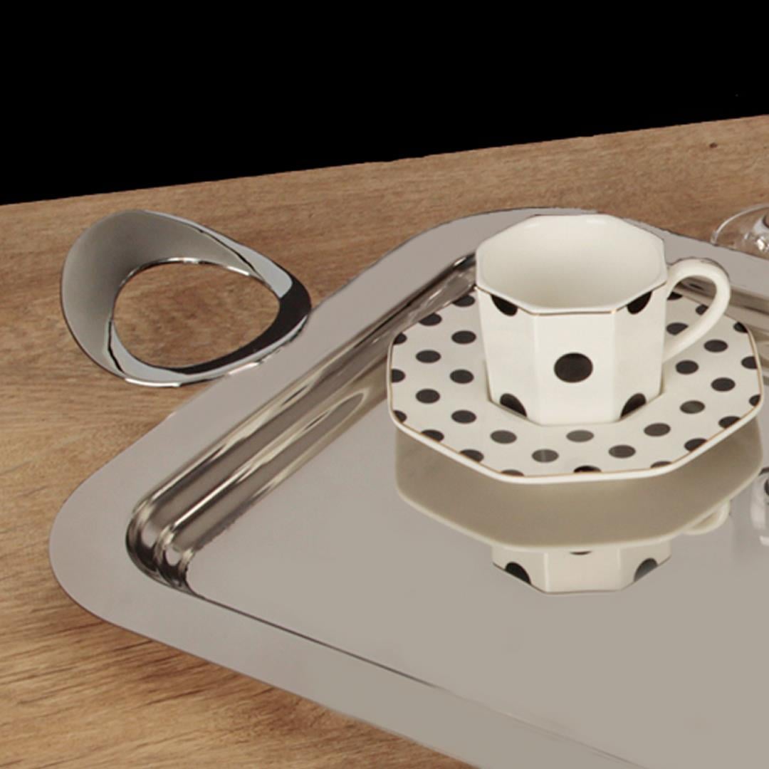 TepsiElit Medium Çelik Tepsi - Silver Kulp