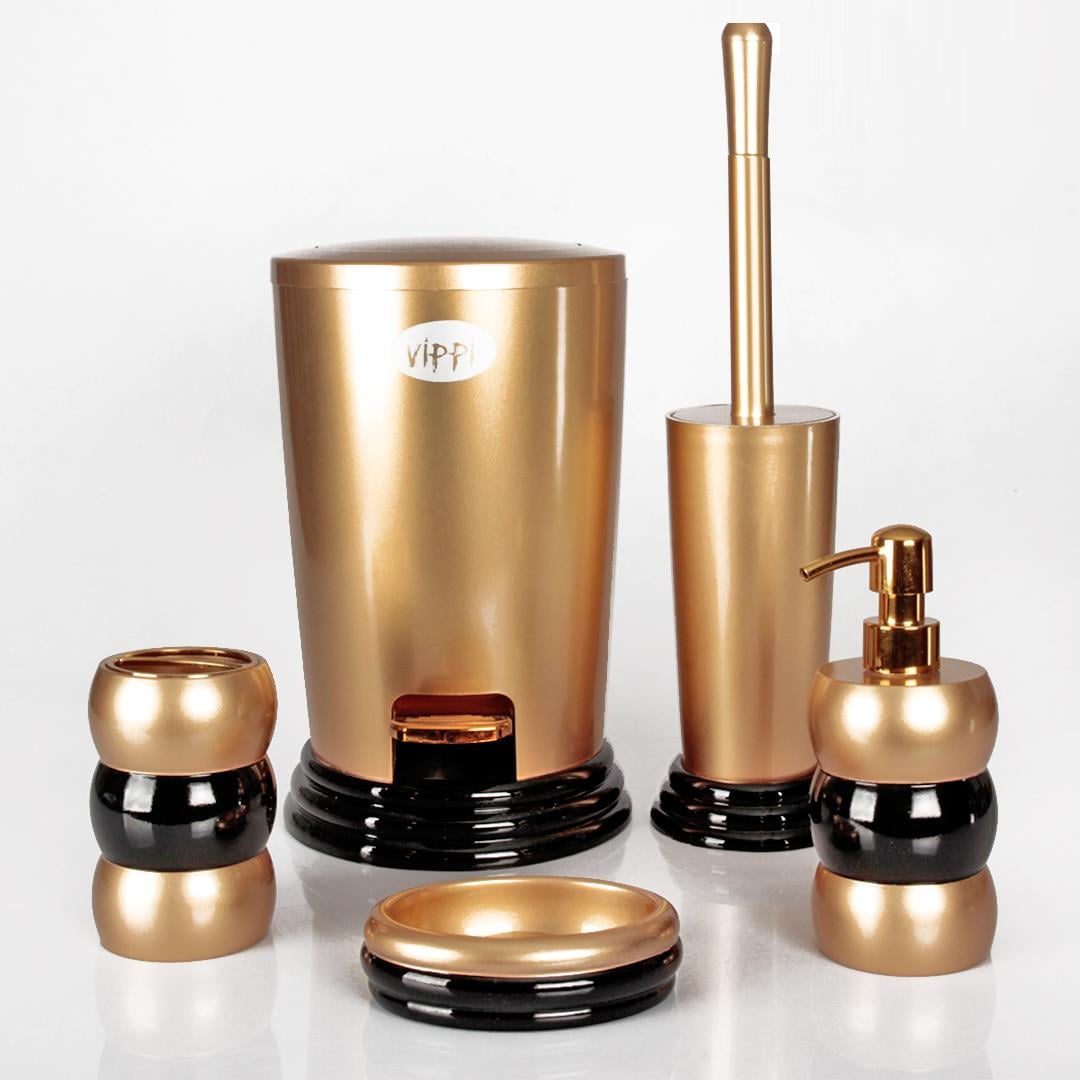 Banyo SetiEnzo 5 Prç. Banyo Aksesuar Seti - Gold Siyah