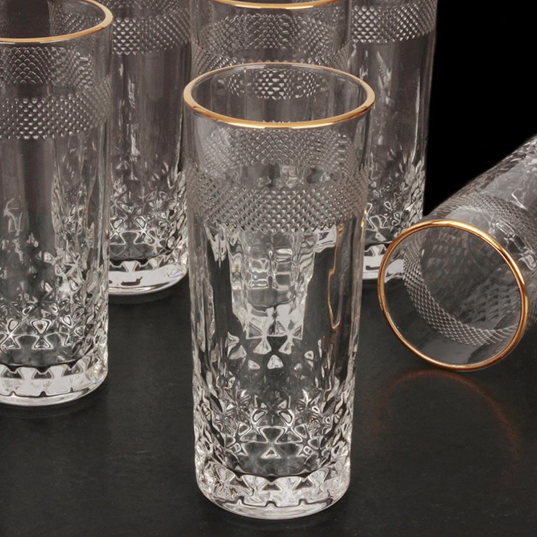 Drink GlassesGrid 6-Piece Glass Soft Drink Cup - Gilded