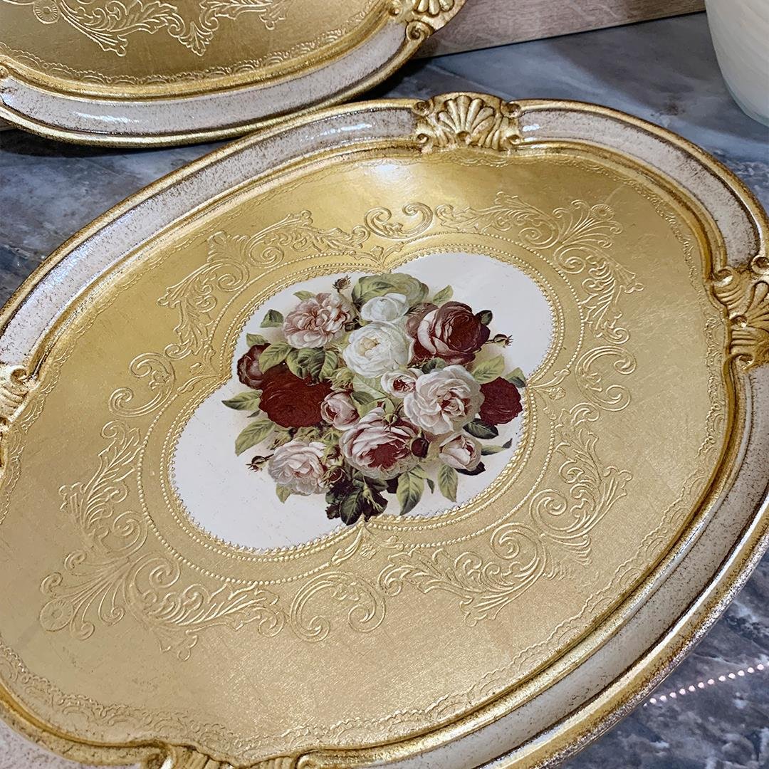 Tepsiİtalyan Gül Ağacı Ivory 3 Parça Oval Tepsi Seti