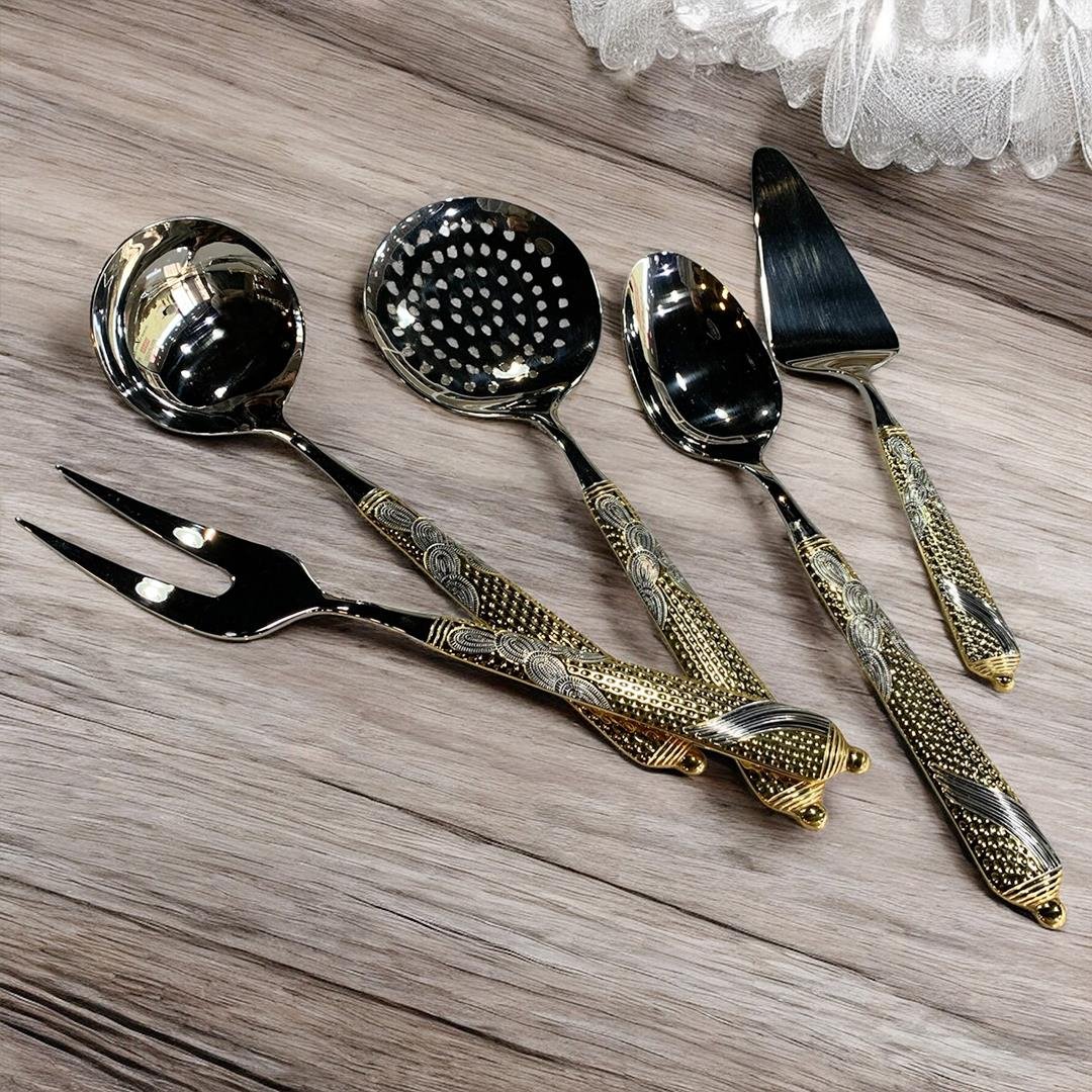12 Kişilik Çatal Kaşık Bıçak TakımıJoy Carmen Embossed Cutlery 89 Parça Çatal Kaşık Bıçak Takımı