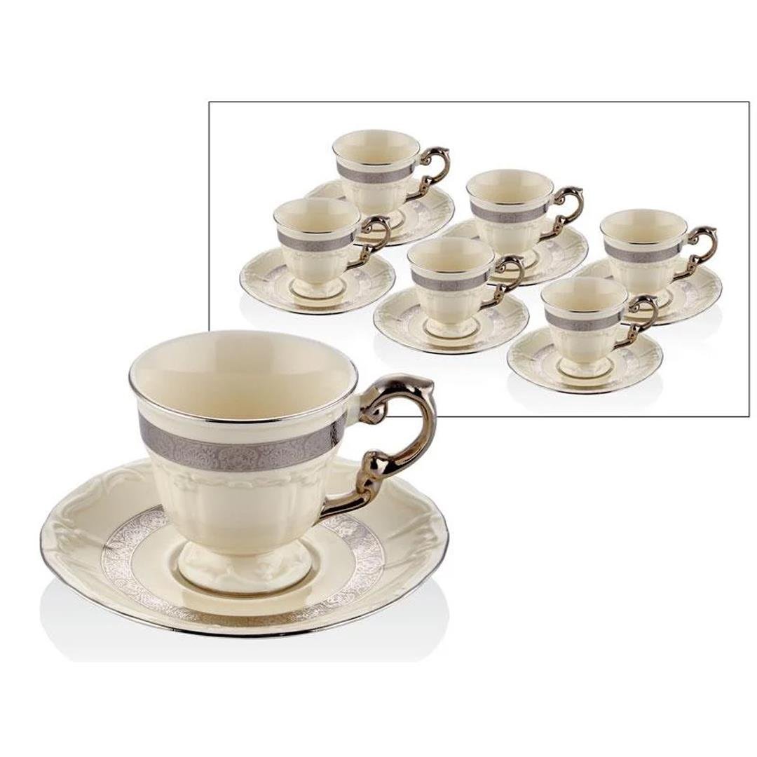 Coffee CupJoy Carmen Florid 6 Lı Kahve Fincan Takımı Silver