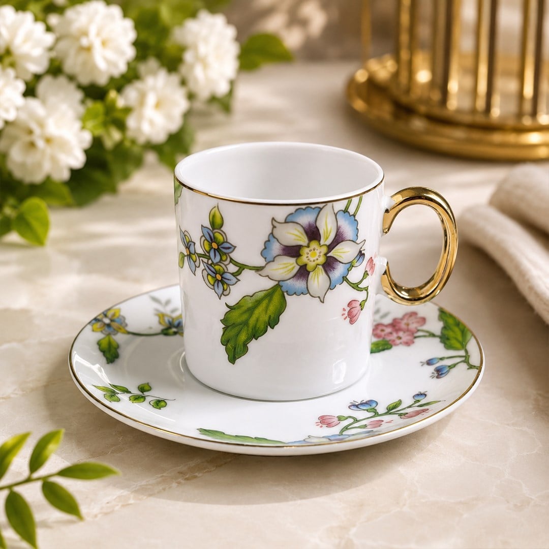 Coffee CupJoy Carmen Flower 6 Lı Kahve Fincan Takımı