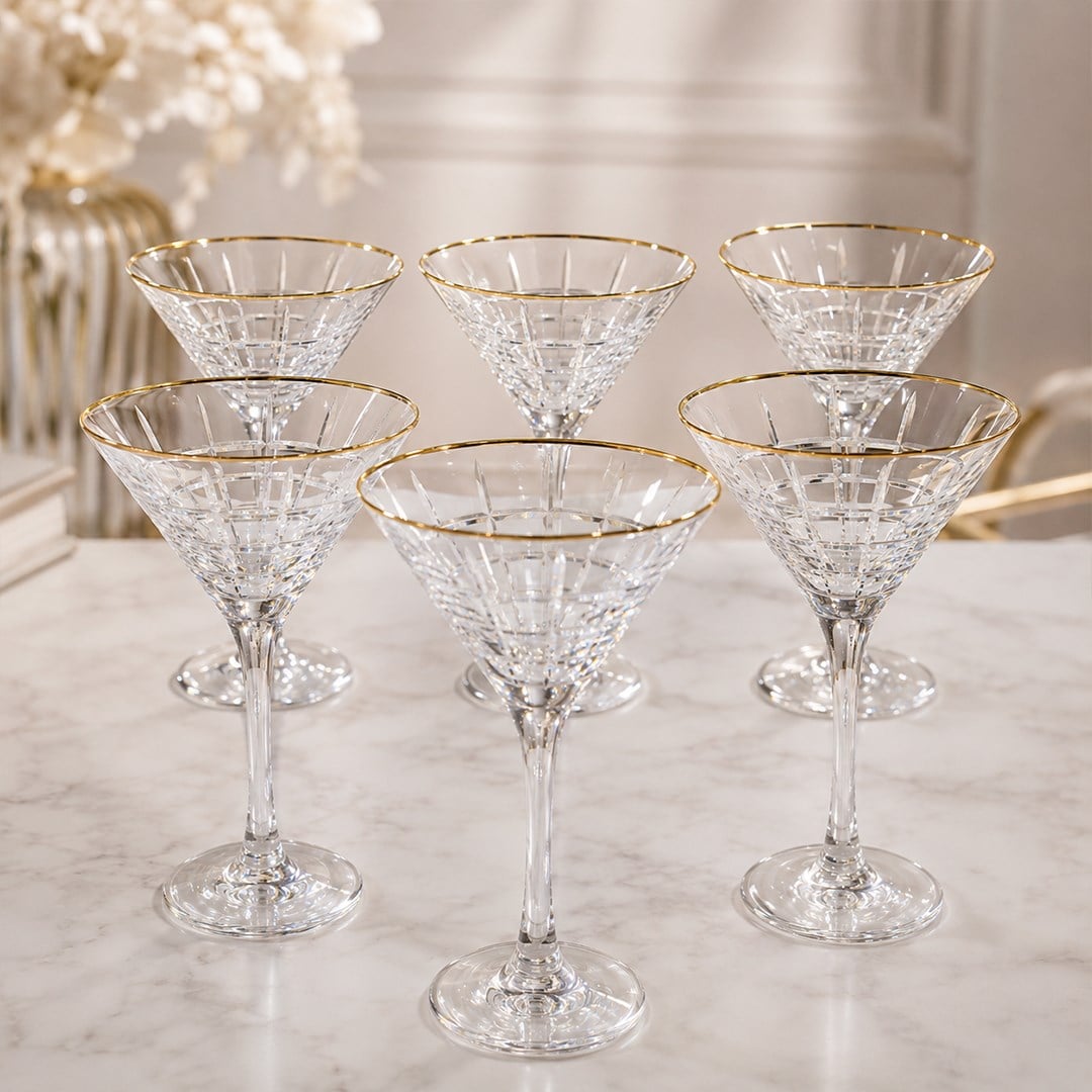 Serving PlateKristal Cam 6 Lı Dondurmalık Kafes Gold