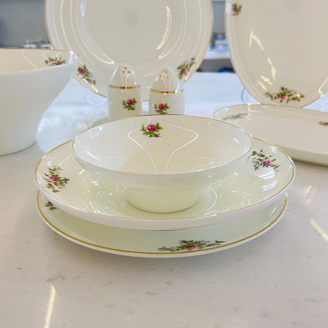 12 Kişilik Porselen Yemek TakımlarıLeonarte Casa Flower 57 Piece Dinner Set Gold