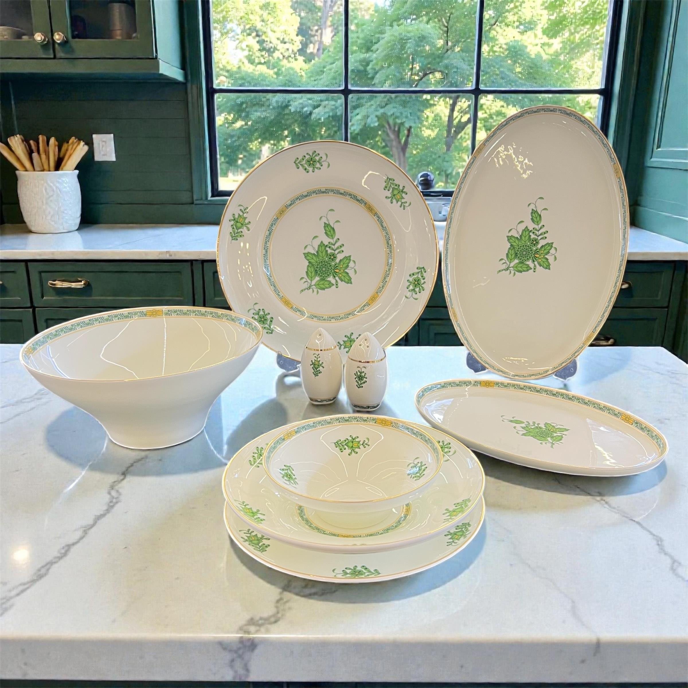 12 Kişilik Porselen Yemek TakımlarıLeonarte Casa Green 57 Piece Dinner Set Gold