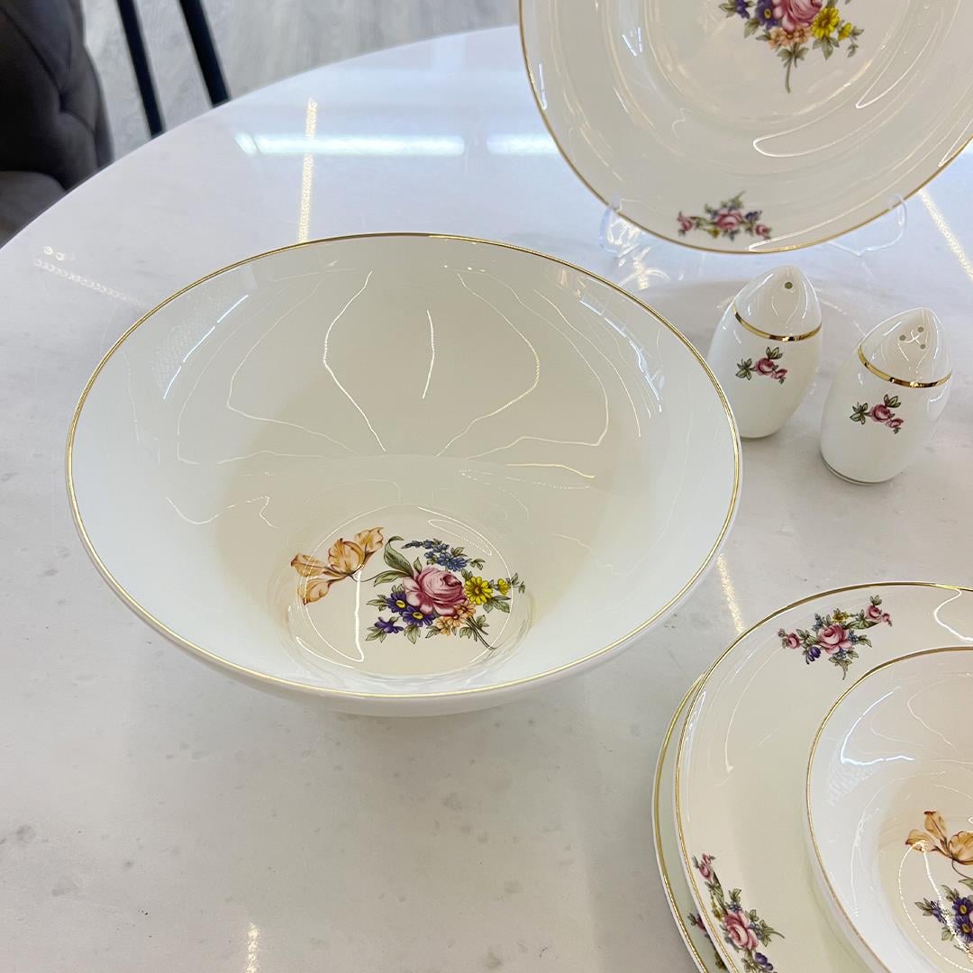 12 Kişilik Porselen Yemek TakımlarıLeonarte Casa Rose 57 Piece Dinner Set Gold