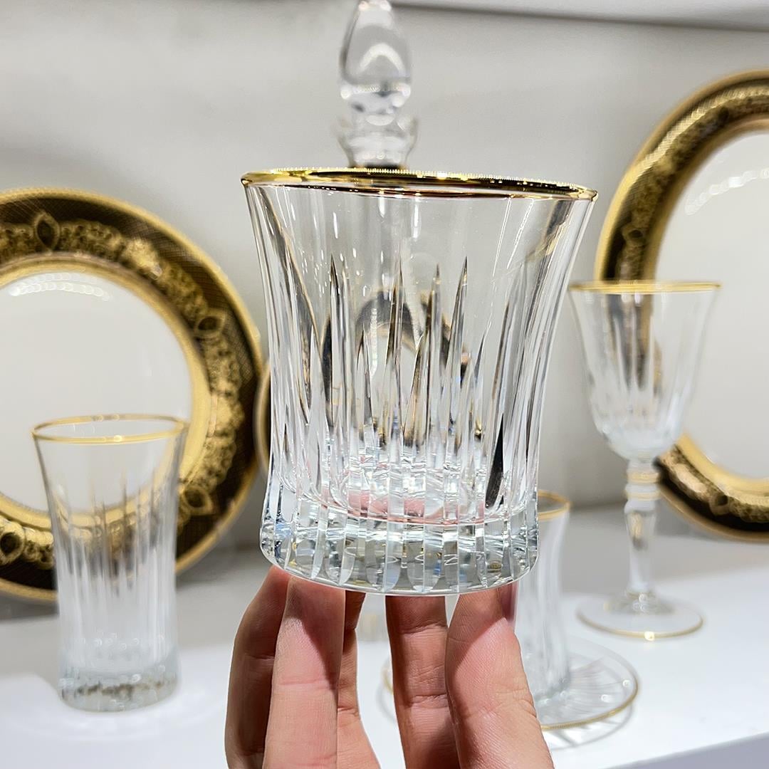 Glassware SetLight Crystal 61 Piece Glass Set Gold