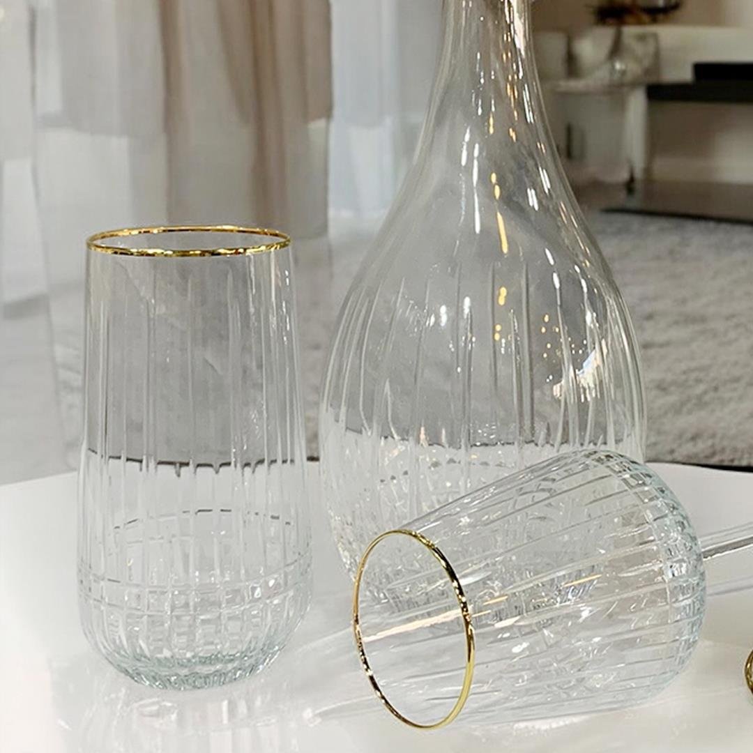 12 Kişilik Bardak TakımıLizbon Kristal 49 Parça Bardak Takımı - Gold