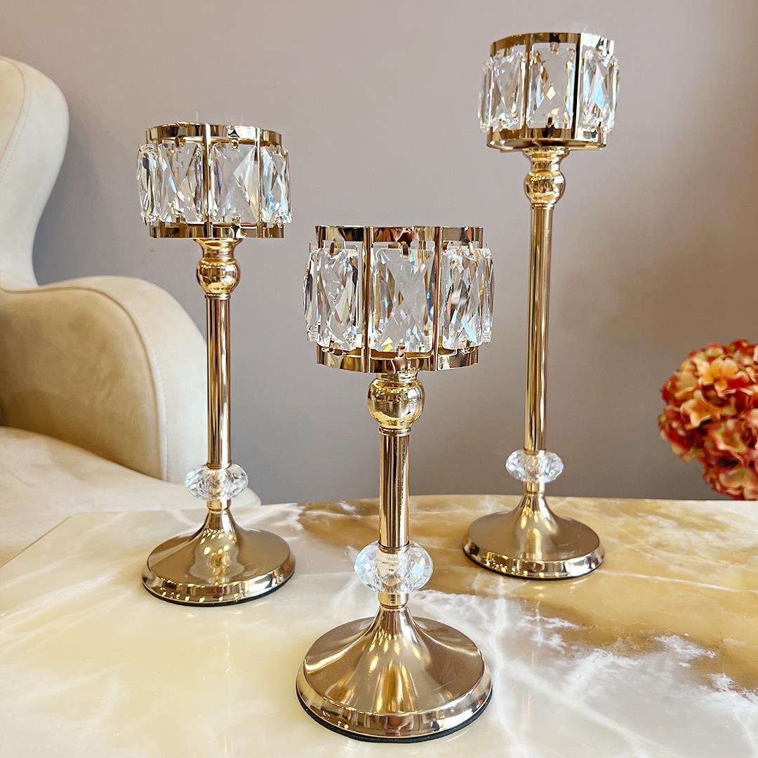 ŞamdanLonger 3 Lü Şamdan - Gold