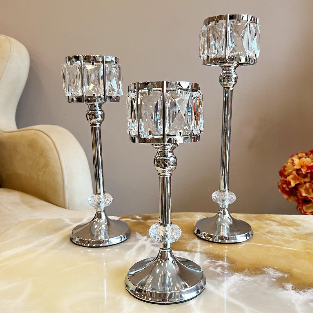 ŞamdanLonger 3 Lü Şamdan - Silver