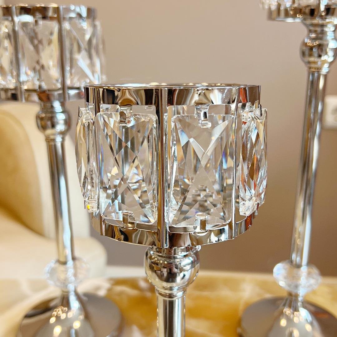 ŞamdanLonger 3 Lü Şamdan - Silver