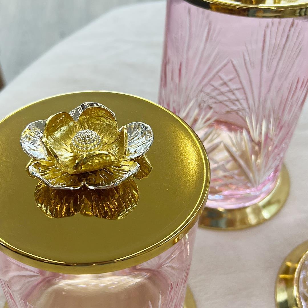 KavanozLuxery 3 Lü Kristal Baharatlık Pembe
