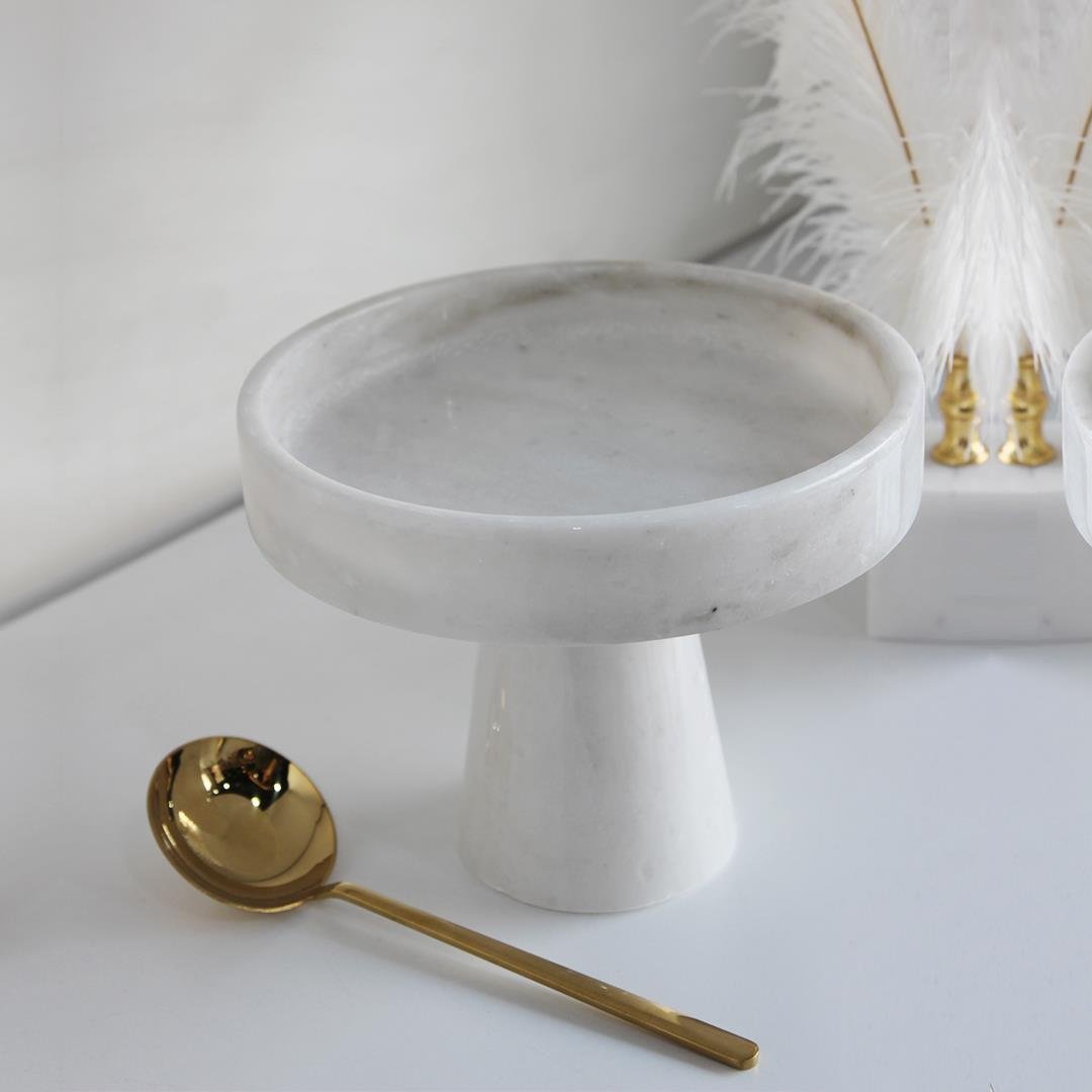 Serving PlateMadlen White Marble Footed Presentation Rack - Small Size