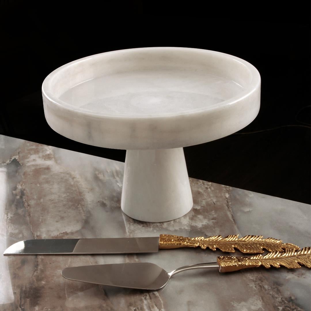 Serving PlateMadlen White Marble Footed Presentation Rack - Medium Size