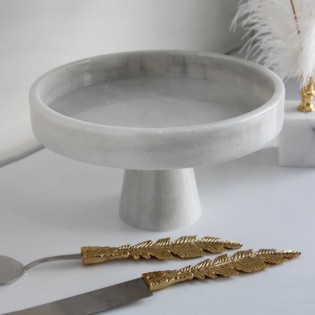 Serving PlateMadlen White Marble Footed Presentation Rack - Medium Size