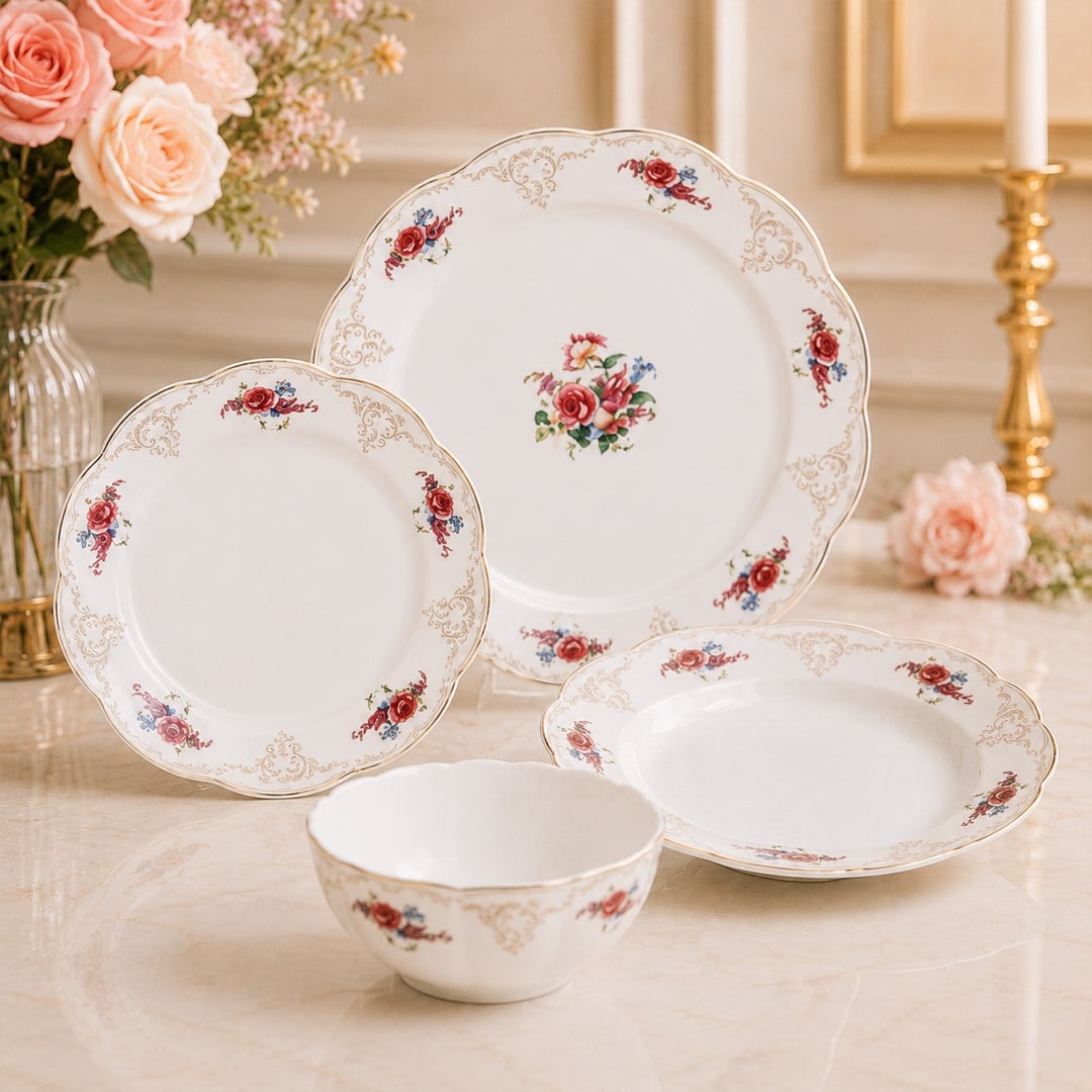 12 Kişilik Porselen Yemek TakımlarıMaxx Doria Florin 58 Piece Dinner Set