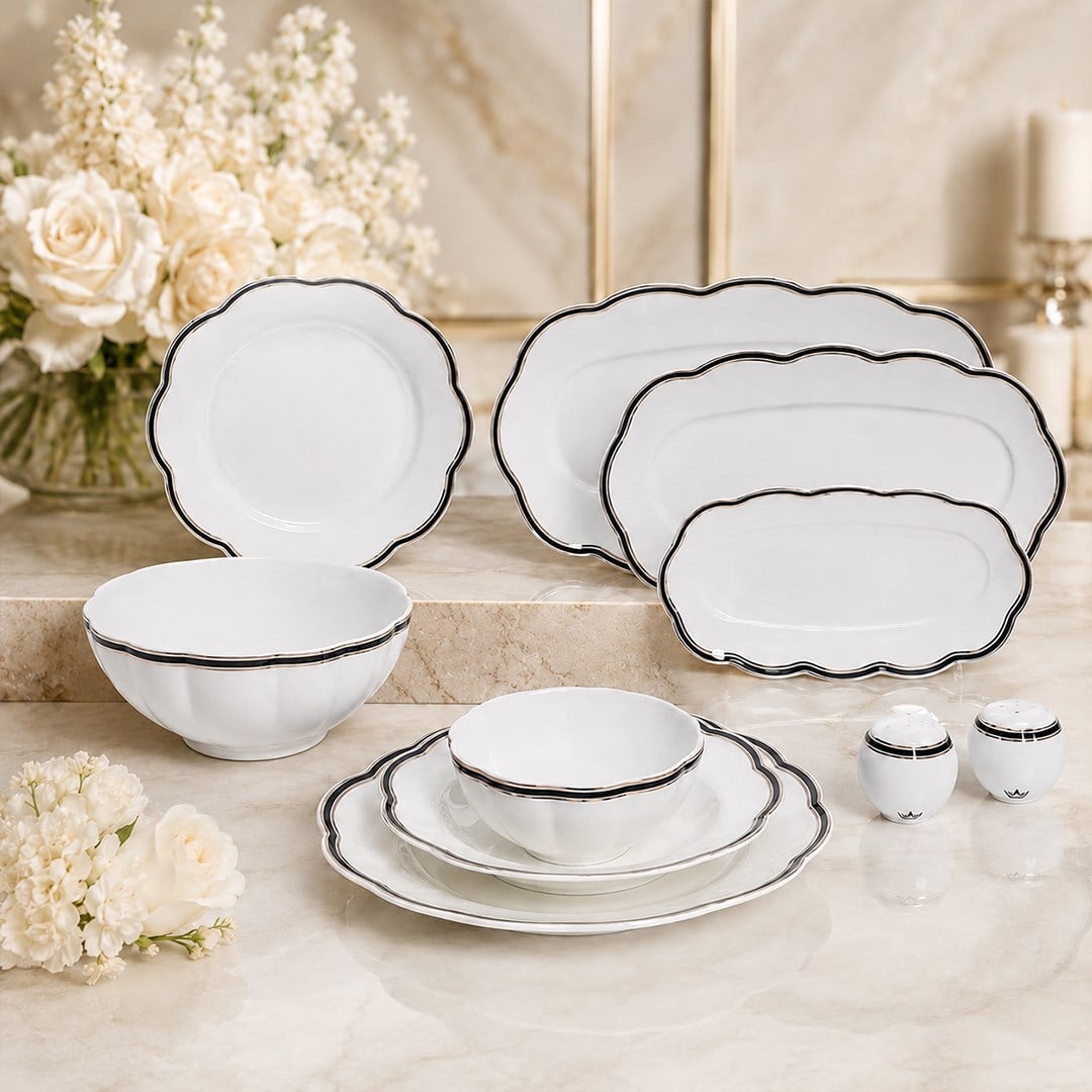 12 Kişilik Porselen Yemek TakımlarıMaxx Doria Line 58 Piece Dinner Set
