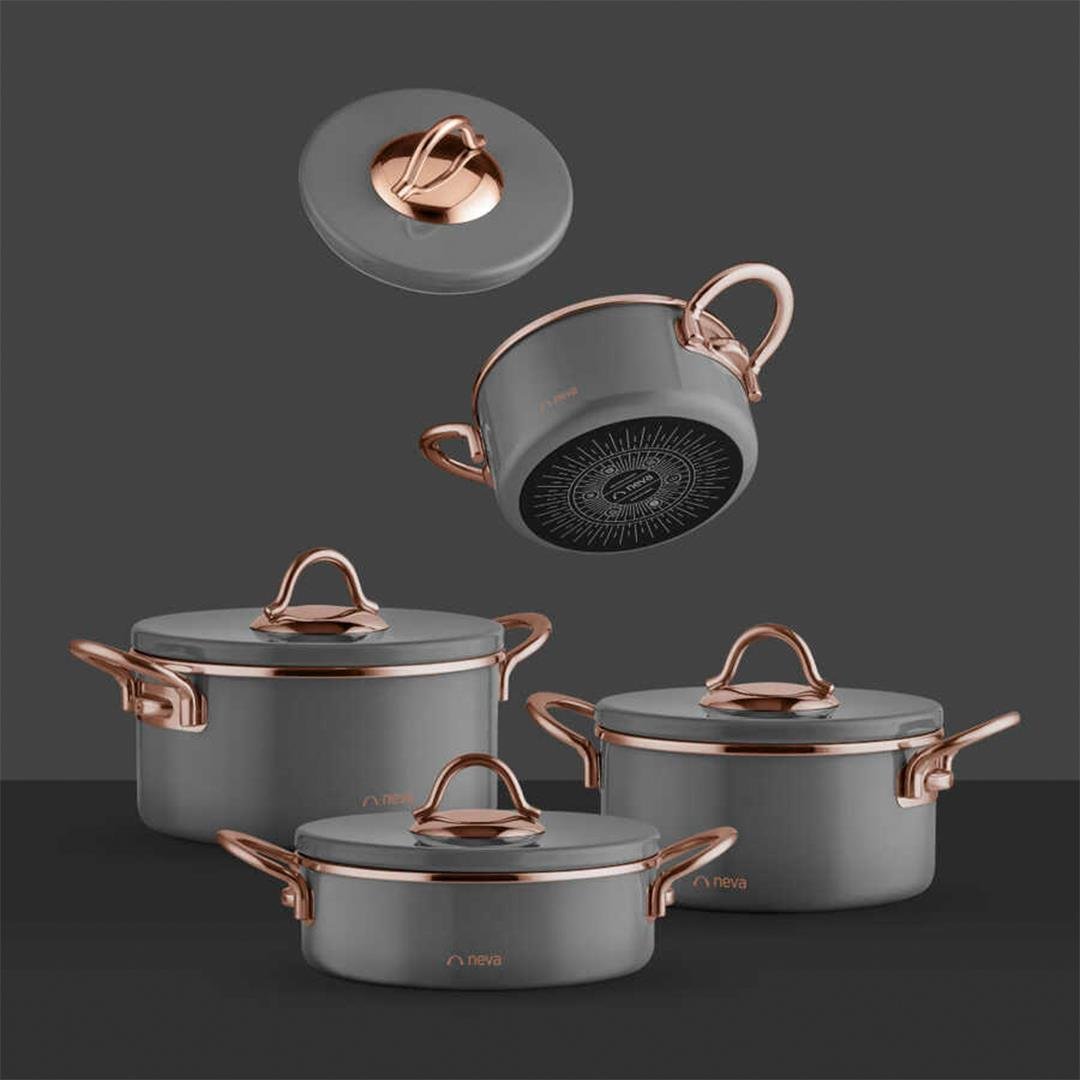 Cooker and Cooker SetNeva 8 Piece Graye Cookware Set - Grizay