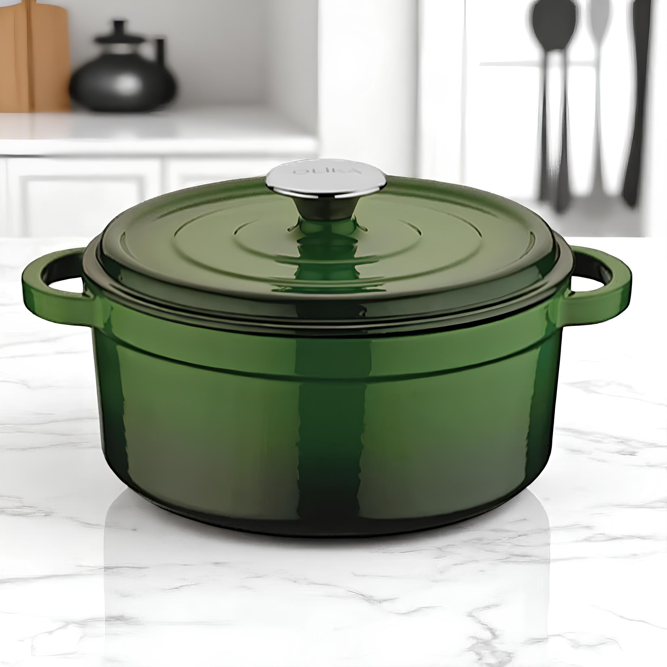Tekli Tencere & TavaOlika Iron Demir Döküm Derin Tencere 28 cm - Yeşil