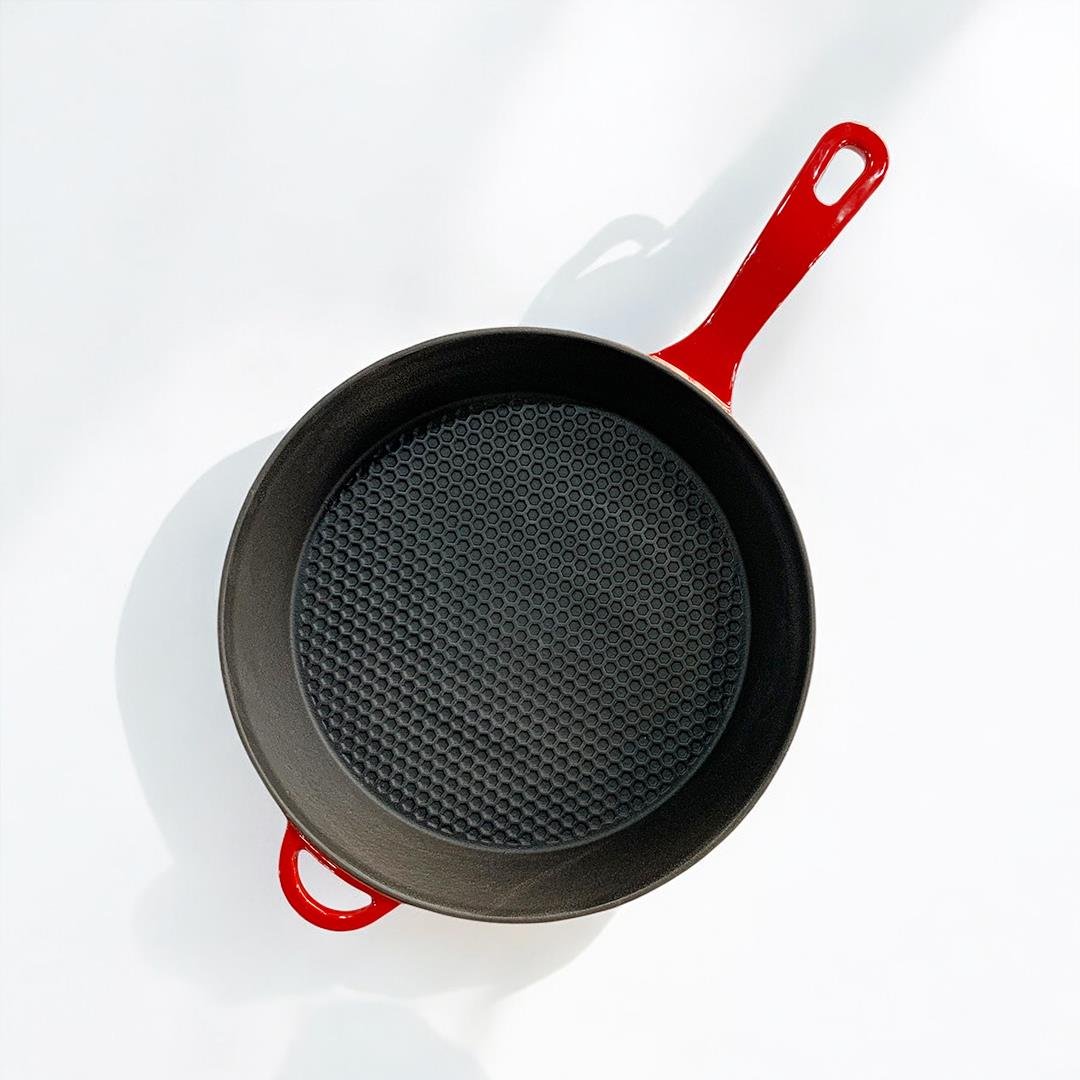 Tekli Tencere & TavaOlika Iron Petekli Kapaklı Tava 28 cm - Kırmızı
