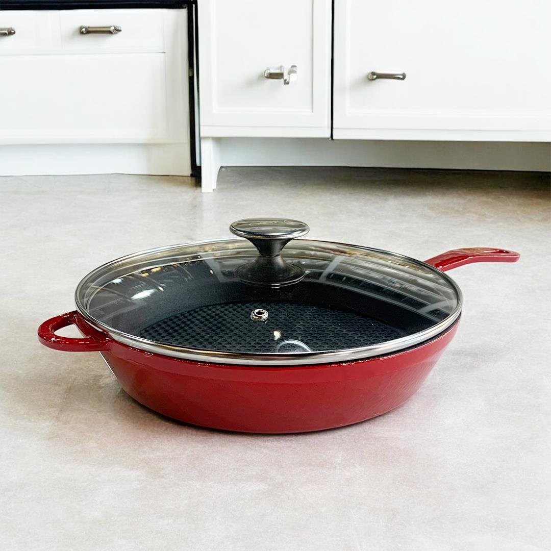 Tekli Tencere & TavaOlika Iron Petekli Kapaklı Tava 28 cm - Kırmızı