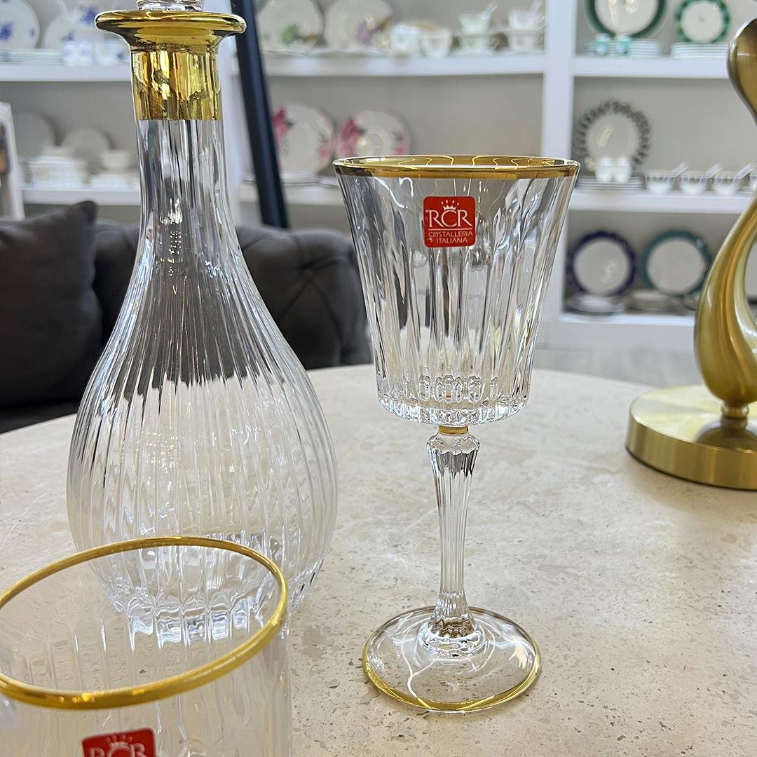 Su TakımlarıOpera RCR Kristal Cam 37 Parça Bardak Takımı - Gold