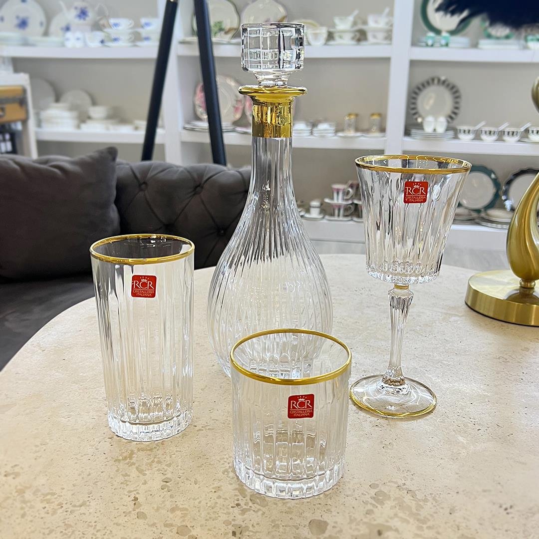 Su TakımlarıOpera RCR Kristal Cam 37 Parça Bardak Takımı - Gold