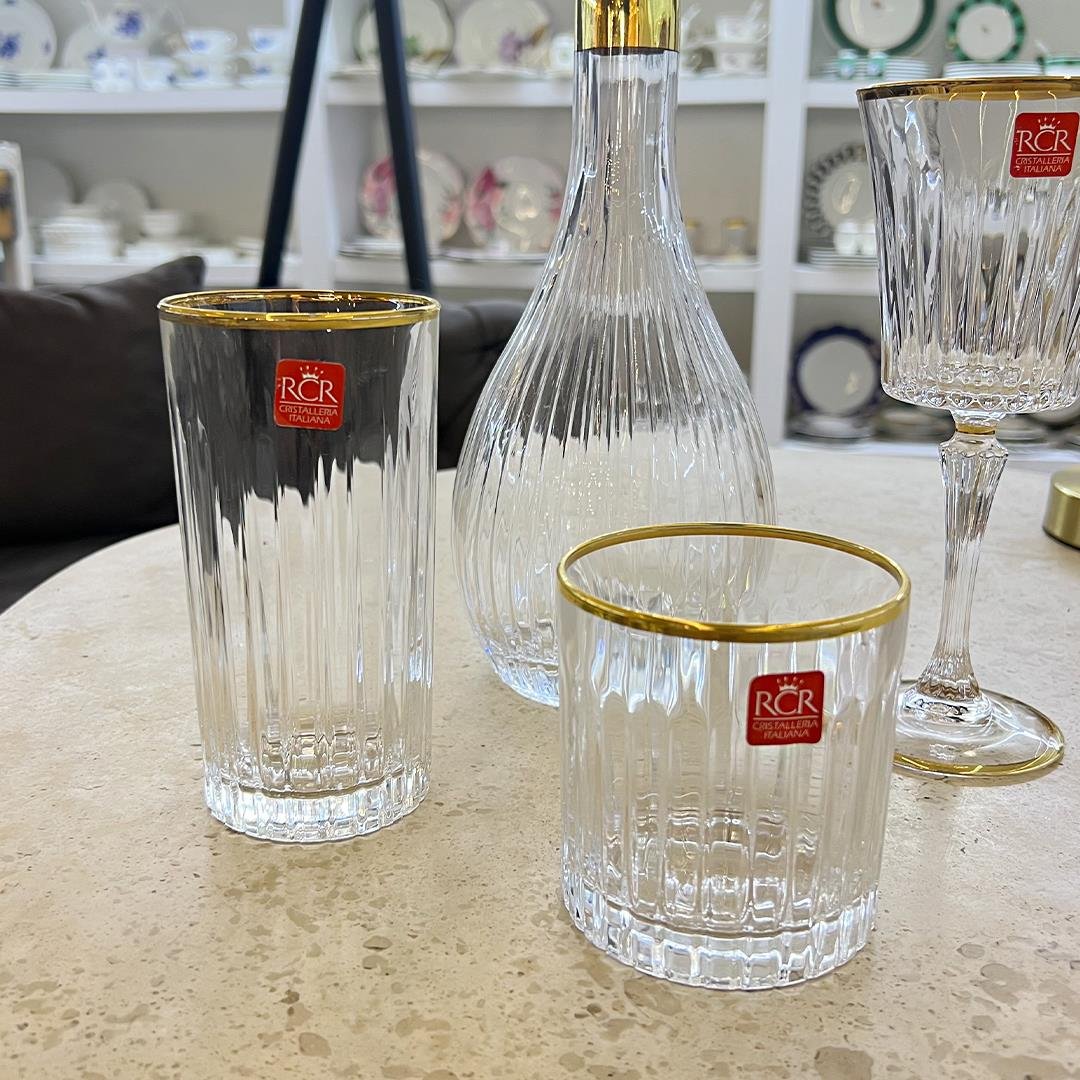 Su TakımlarıOpera RCR Kristal Cam 37 Parça Bardak Takımı - Gold