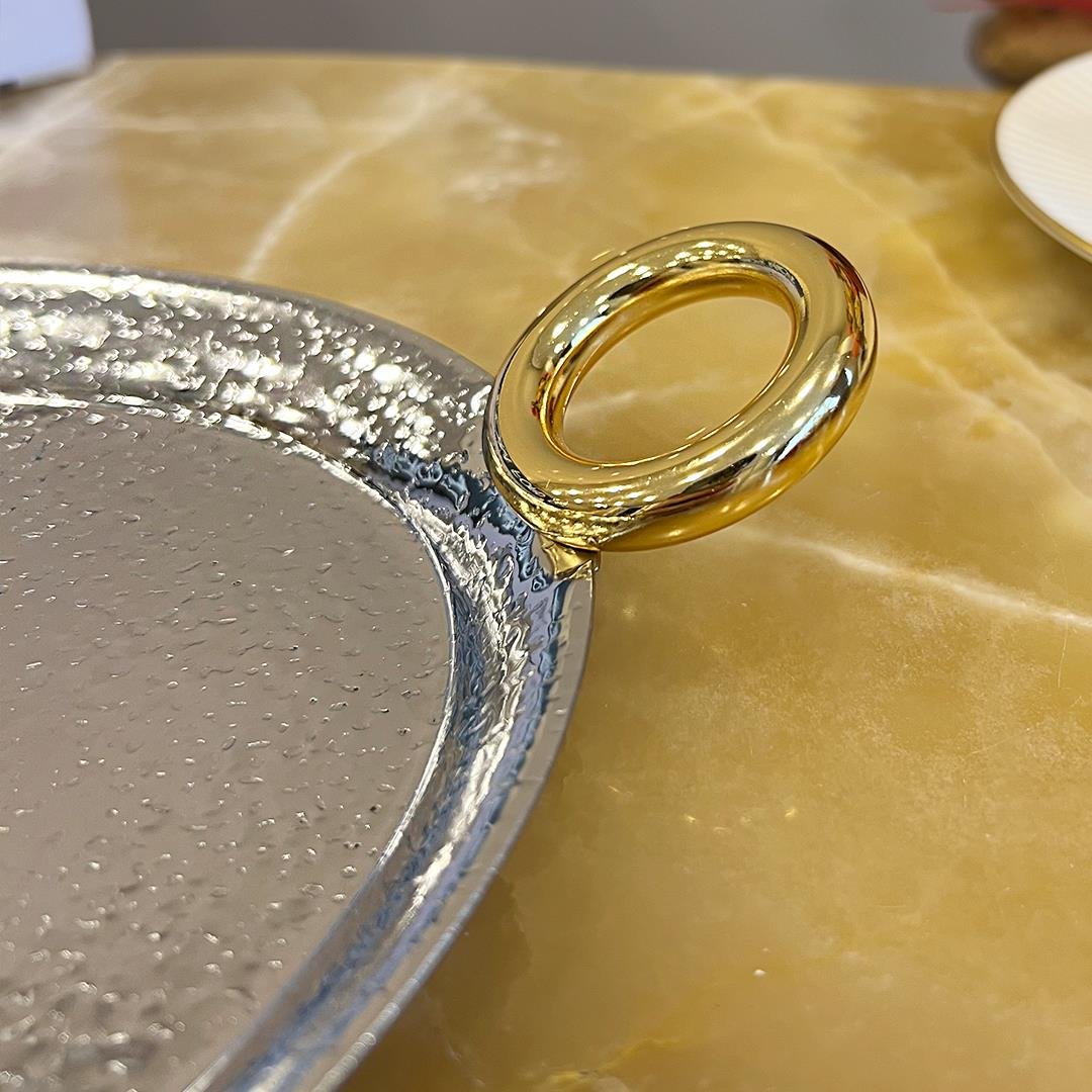 TepsiRing Çelik Kulplu Tepsi - Gold