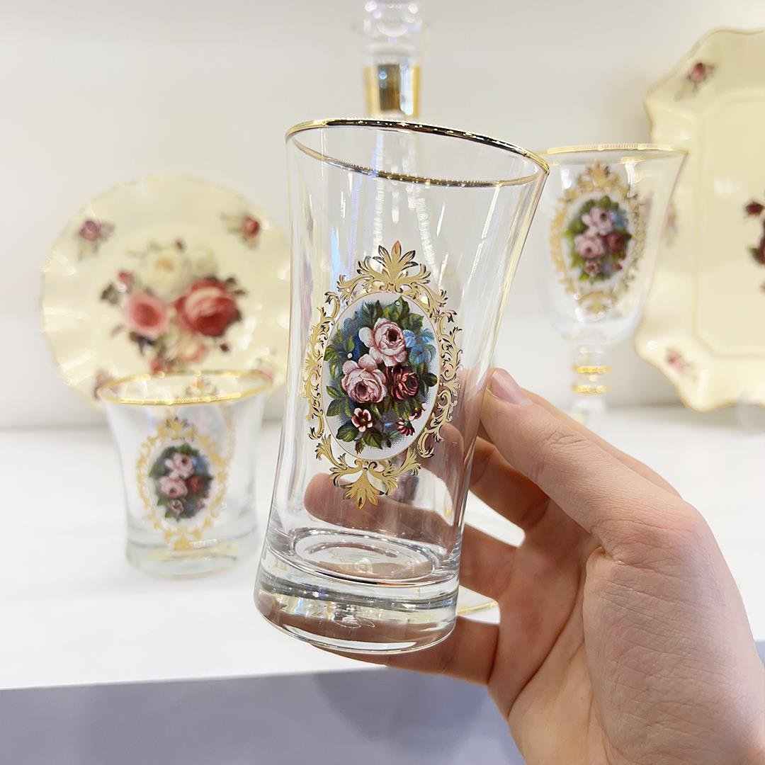 Glassware SetRose 61 Piece Glass Set Gold