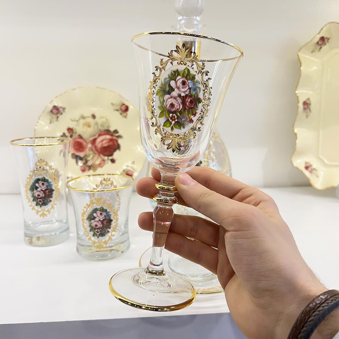 Glassware SetRose 61 Piece Glass Set Gold